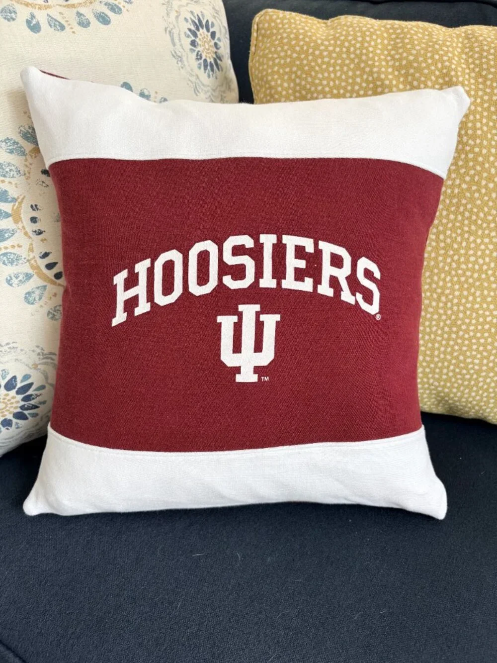 Indiana University Hoosiers reworked sweatshirt throw pillow cover dorm decor